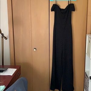Lulus black off the shoulder jumpsuit